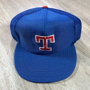 VTG Texas Rangers Snapback Hat MLB Baseball Annco Blue Trucker Cap